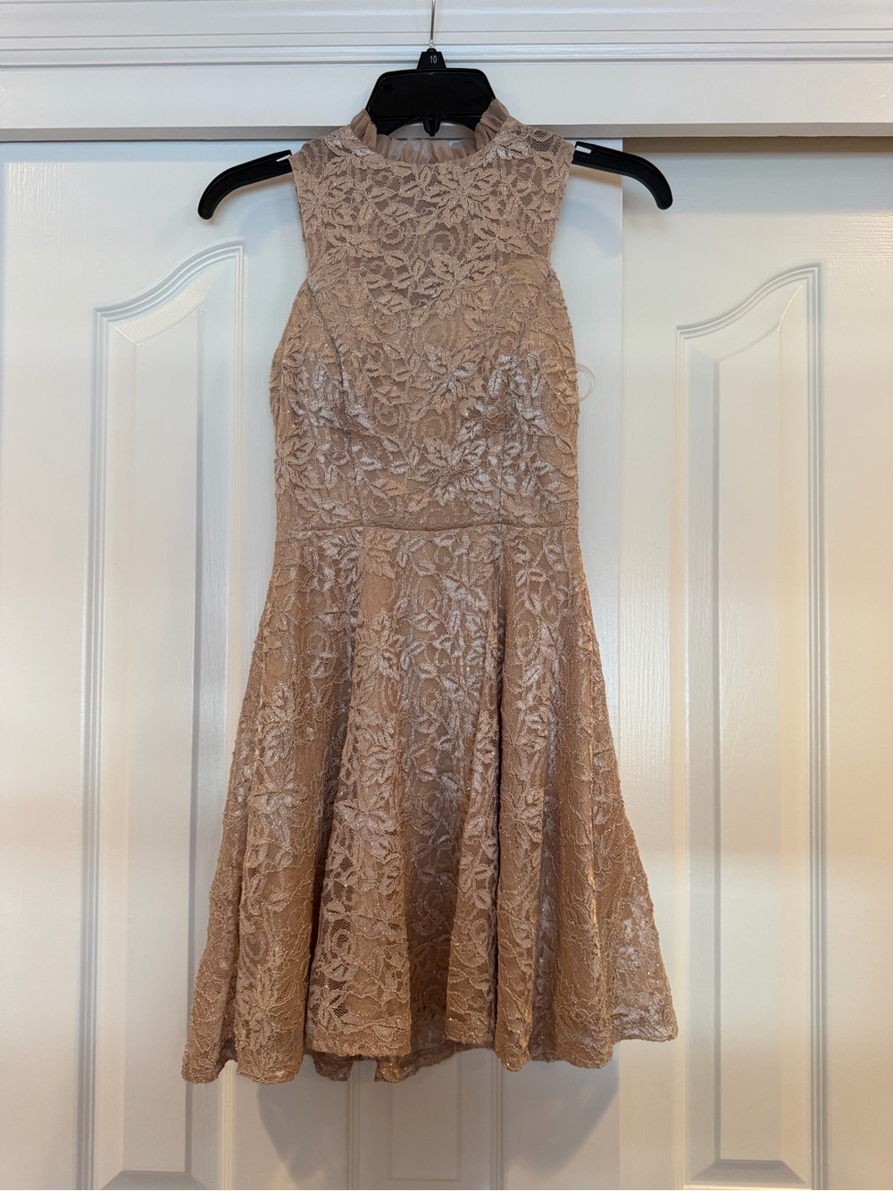 Teeze Me Cream Lace-Trim Dress